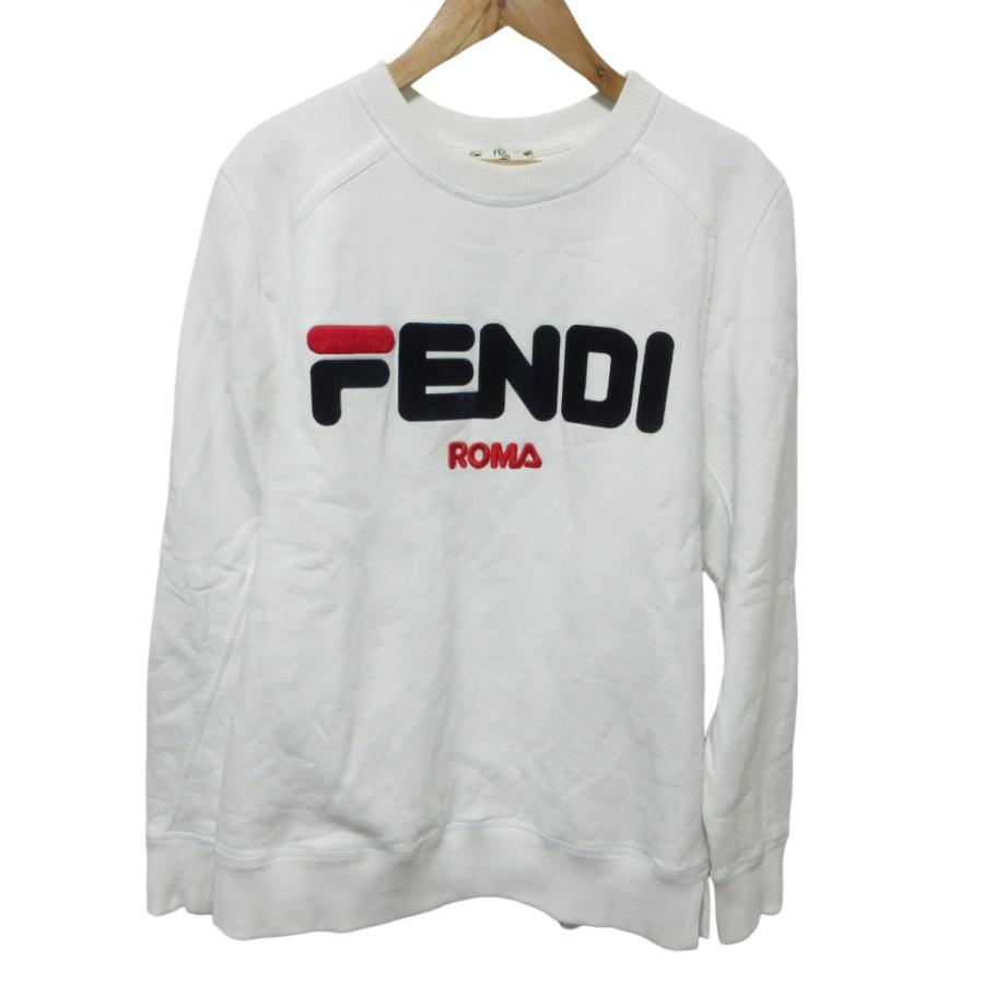 最終値下げ‼️【美品】FENDI ホワイトトレーナー FENDI（フェンディ） 良品 フィラコラボ ロゴ スウェット トレーナー