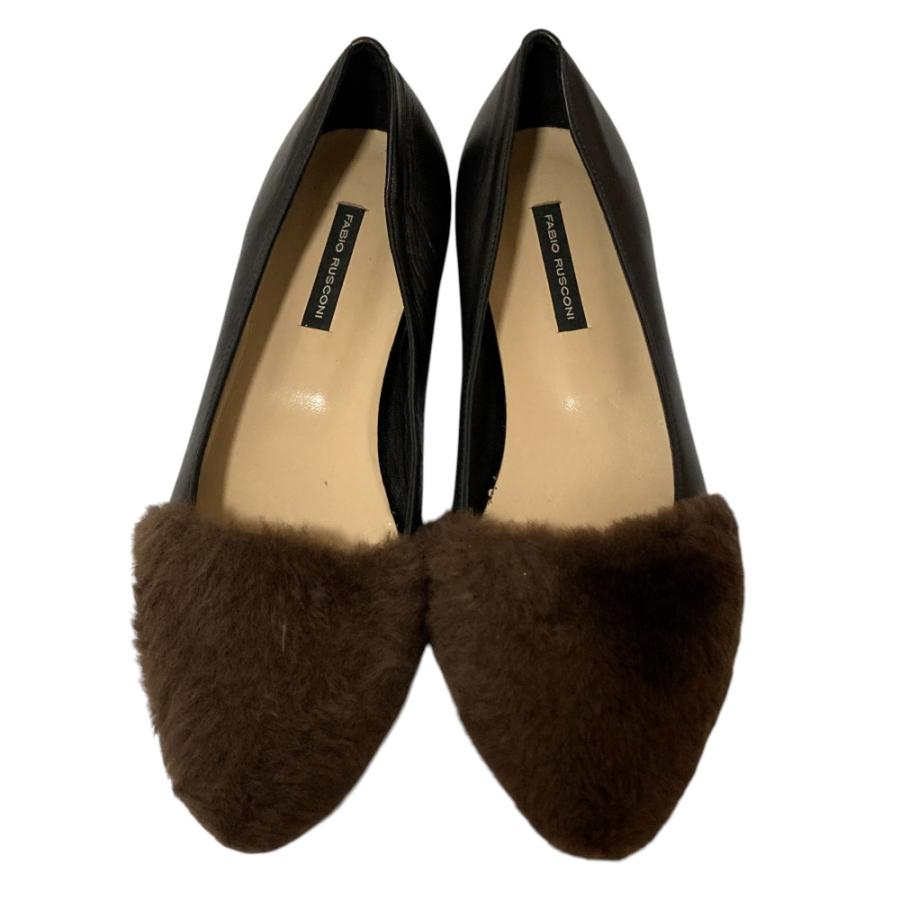 【美品】サイズ36 FABIO RUSCONI フラットシューズ FABIO RUSCONI（ファビオルスコーニ） 良品 ファー レザー フラット
