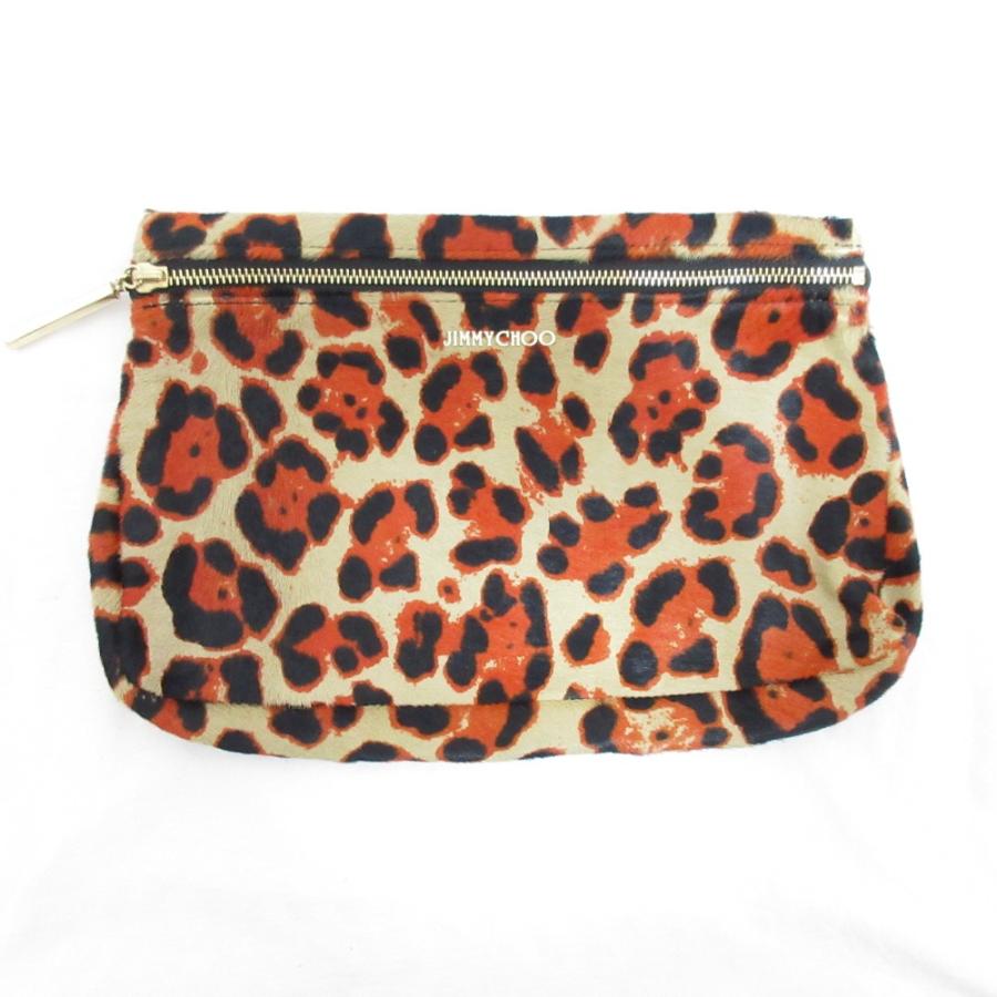 JIMMY CHOO（ジミーチュウ） 美品 ハラコ レオパード柄 ジップ 