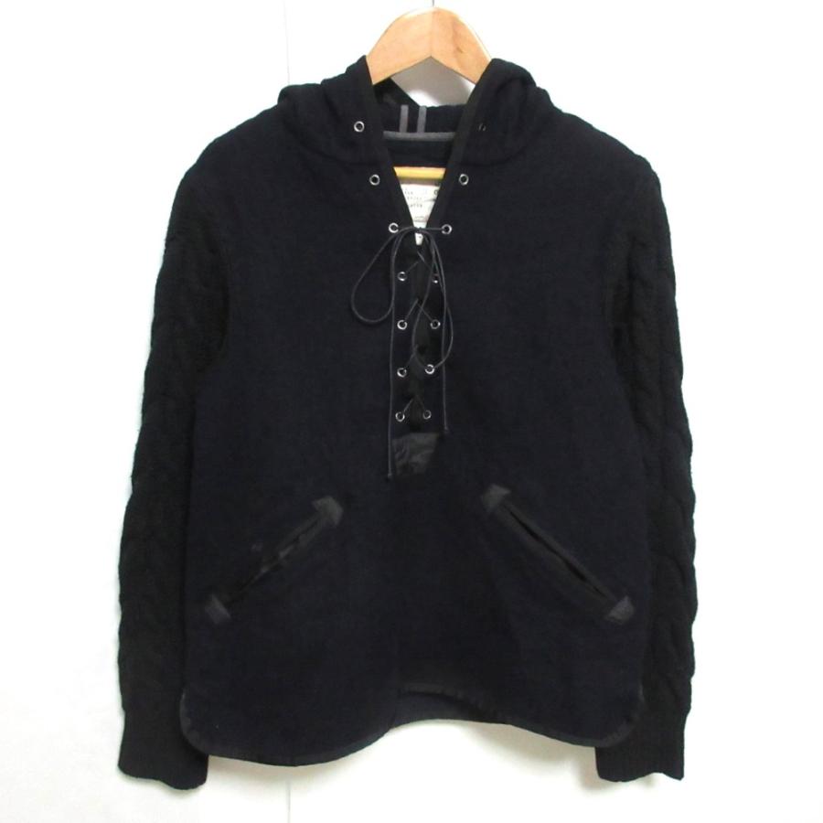 美品】sacai ドッキングスウェットシャツ サイドポケット有 ネイビー M