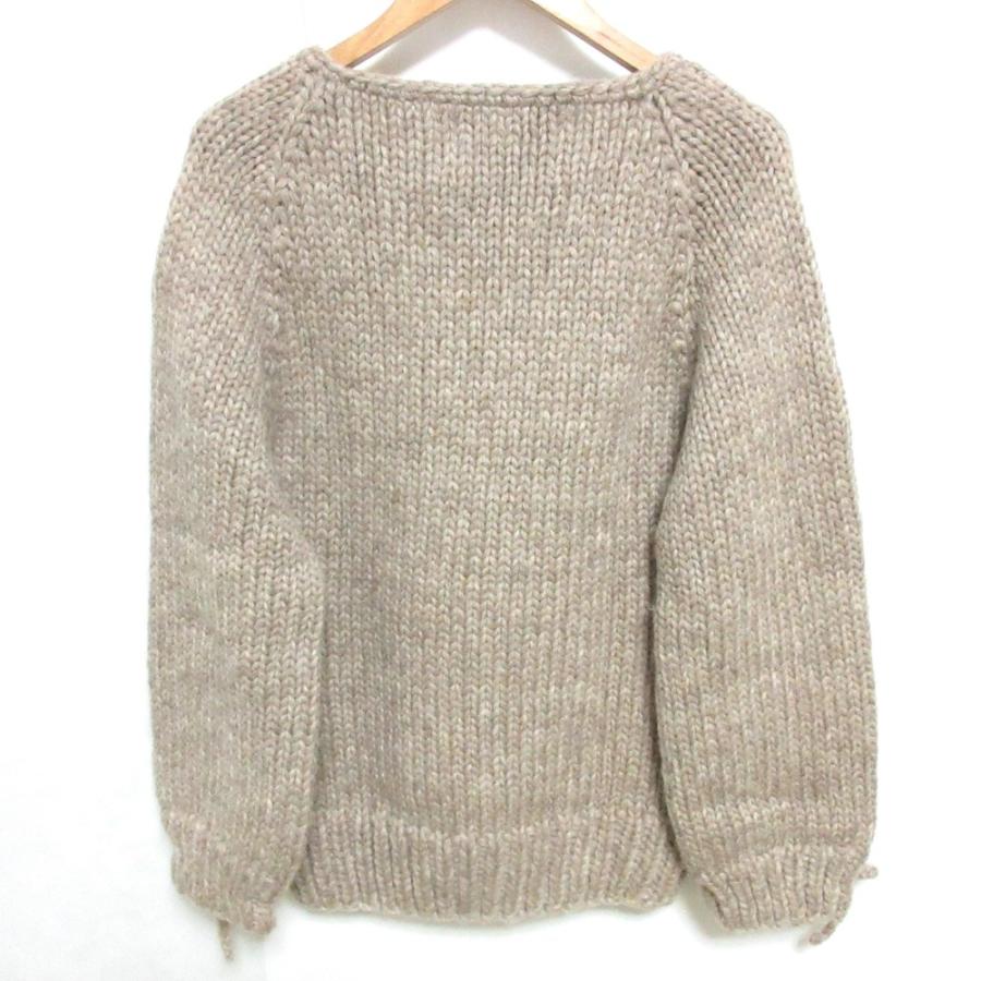美品 edit & co. エディットアンドコー レースアップ 長袖 ハンドメイド ニットセーター モカ レディース 古着 中古 USED 美品 edit & co. エディットアンドコー レースアップ 長袖