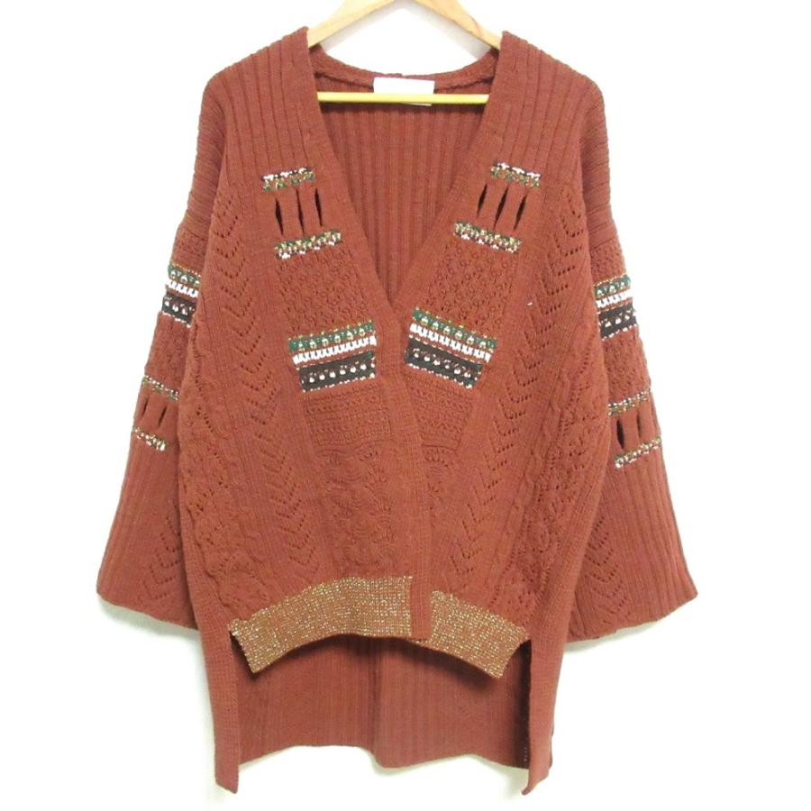美品 20AW Mame Kurogouchi マメクロゴウチ Oversized Chunky Knit Cardigan ボタンレス チャンキーニットカーディガン 1 ブラウン レディース 古着 中古 USED 美品 20AW Mame Kurogouchi マメクロゴウチ Oversized Chunky Knit