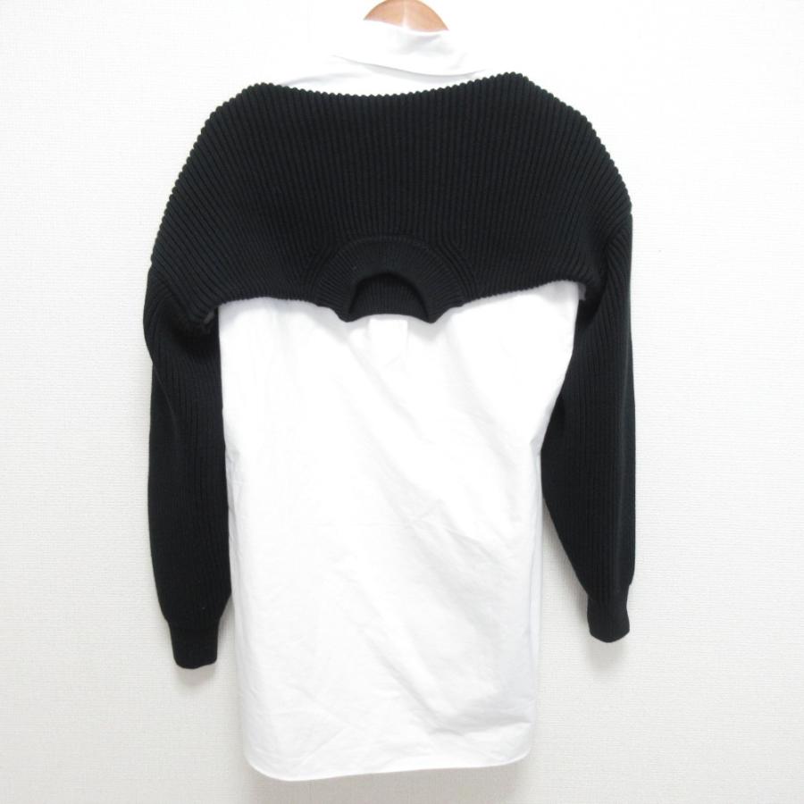 良品 Alexander Wang アレキサンダーワン 長袖 ニット レイヤードシャツ ブラウス サイズXS ホワイト×ブラック バイカラー レディース 古着 中古 USED alexanderwang（アレキサンダー・ワン） 良品 長袖 ニット レイヤード