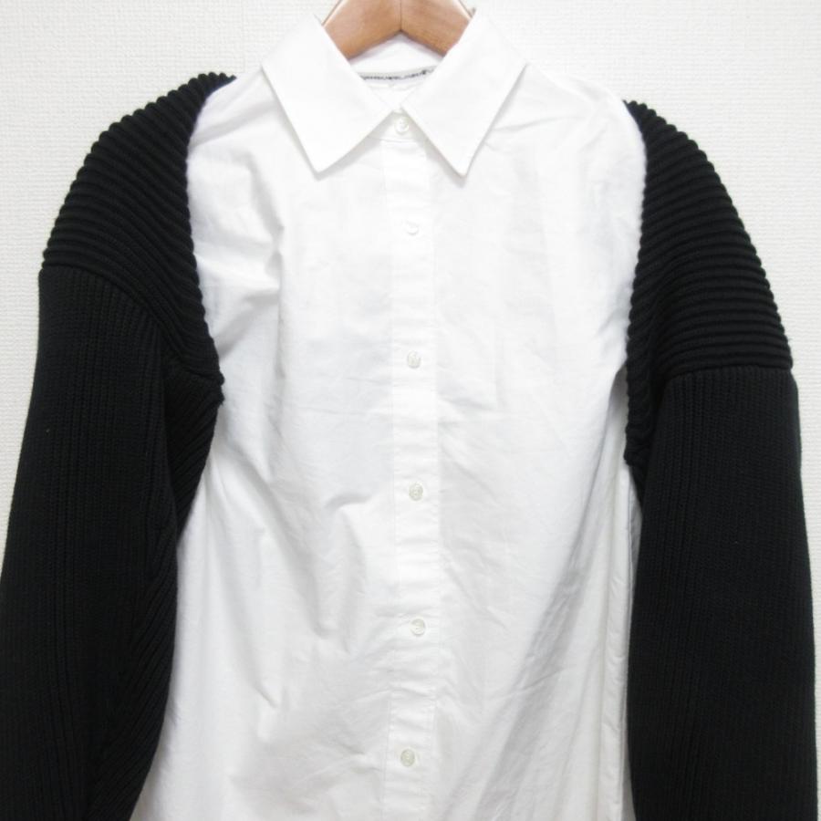 良品 Alexander Wang アレキサンダーワン 長袖 ニット レイヤードシャツ ブラウス サイズXS ホワイト×ブラック バイカラー レディース 古着 中古 USED alexanderwang（アレキサンダー・ワン） 良品 長袖 ニット レイヤード