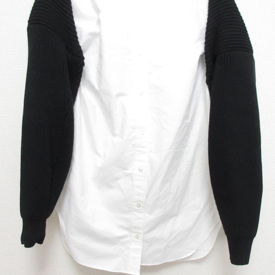 良品 Alexander Wang アレキサンダーワン 長袖 ニット レイヤードシャツ ブラウス サイズXS ホワイト×ブラック バイカラー レディース 古着 中古 USED alexanderwang（アレキサンダー・ワン） 良品 長袖 ニット レイヤード