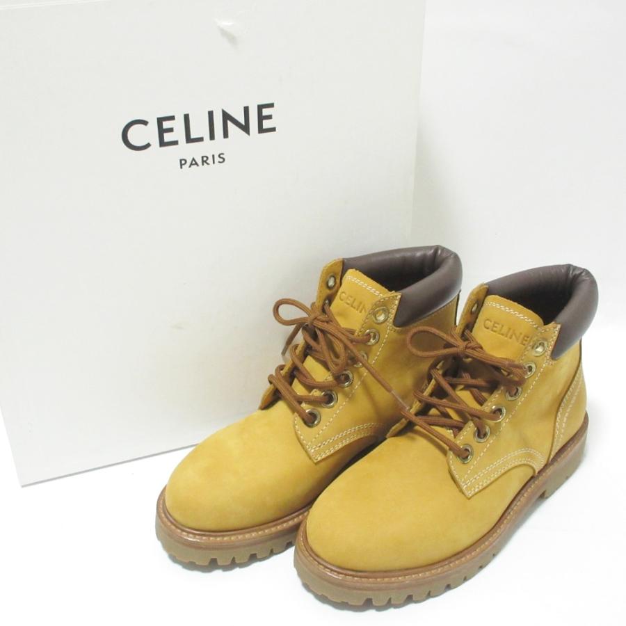 セリーヌ ショートブーツ キャメル CELINE（セリーヌ） 未使用 21AW CELINE KURT2 ヌバックレザー レース