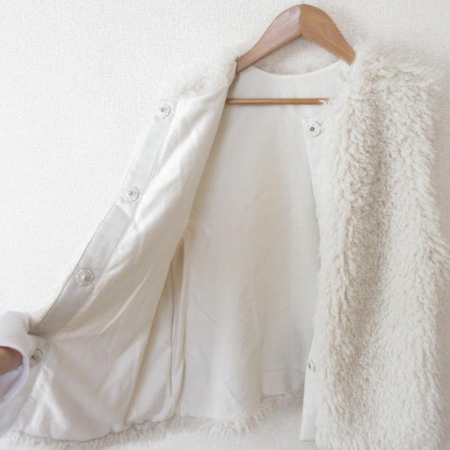 美品 23AW LOHEN ローヘン ECOPEL社 カーリーファー２WAY ショート ジレ ベスト LH23A-JK053 F ホワイト レディース 古着 中古 USED LOHEN（ローヘン） 美品 23AW LOHEN ECOPEL社 カーリーファー2WAY
