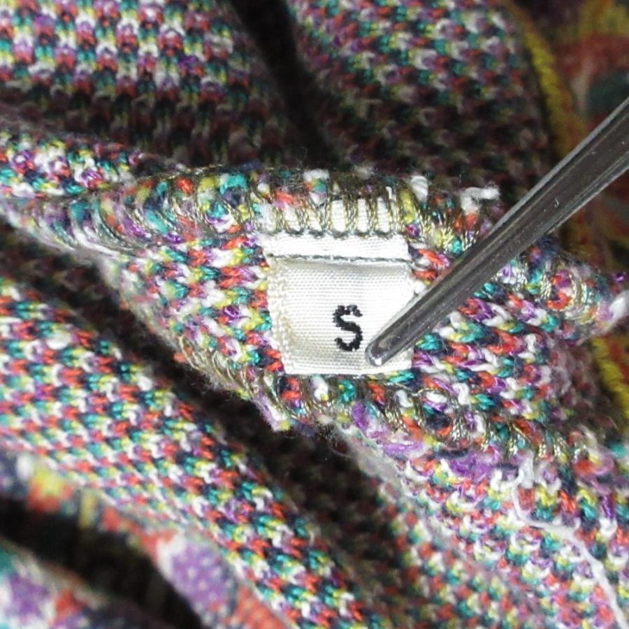 MISSONI - 美品 MISSONI ミッソーニ ヨーロッパ柄 総柄 コットンニット カーディガン S パープル×イエロー レディース 古着 中古 USED MISSONI（ミッソーニ） 美品 ヨーロッパ柄 総柄 コットンニット
