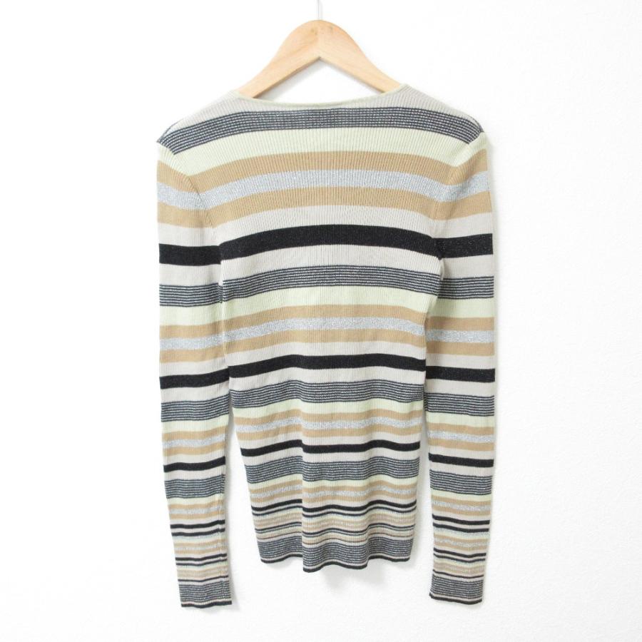 CHANEL シャネル ボーダー フラワーコサージュ ニット 38 CHANEL（シャネル） 美品 01P CHANEL ボーダー柄 フラワーコサージュ
