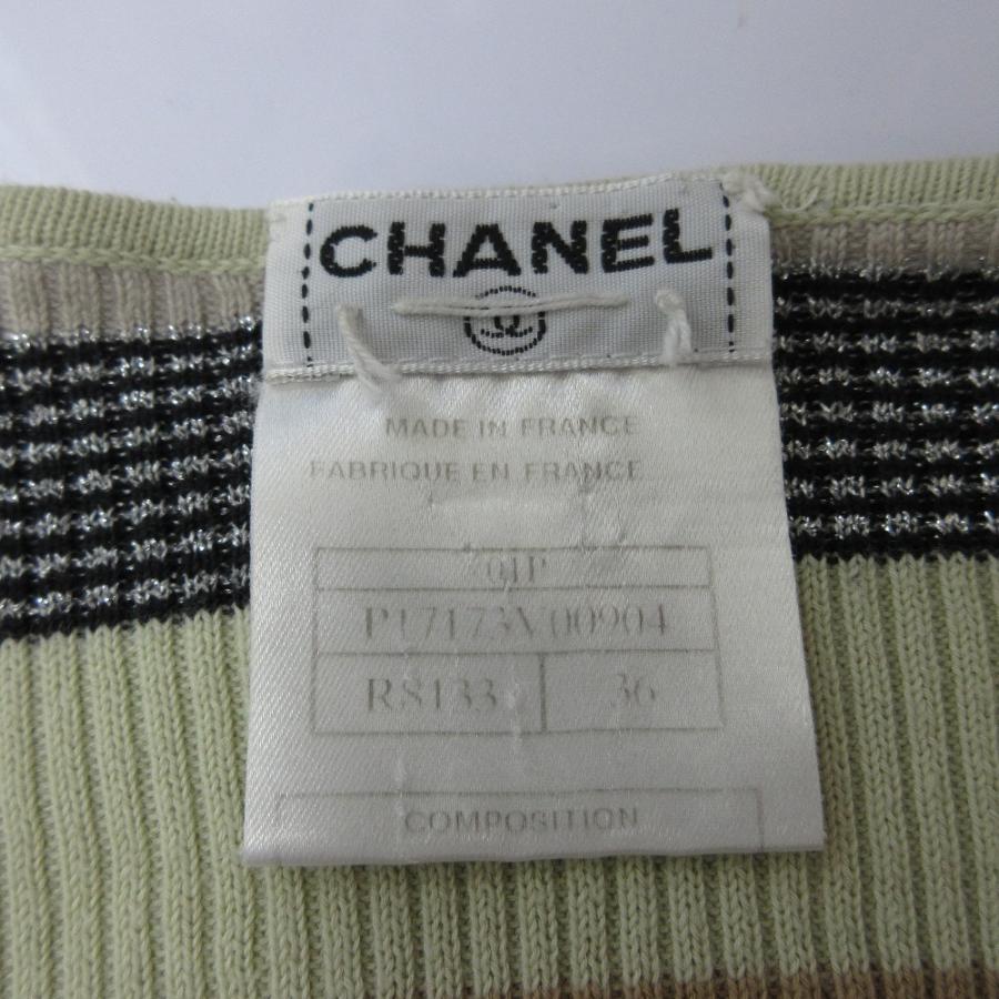 CHANEL シャネル ボーダー フラワーコサージュ ニット 38 CHANEL - CHANEL シャネル ボーダー フラワーコサージュ ニット 38の