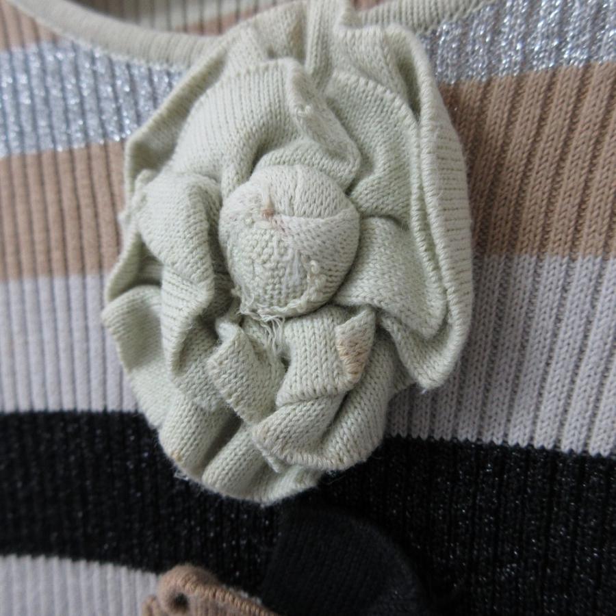 CHANEL シャネル ボーダー フラワーコサージュ ニット 38 CHANEL - CHANEL シャネル ボーダー フラワーコサージュ ニット 38の