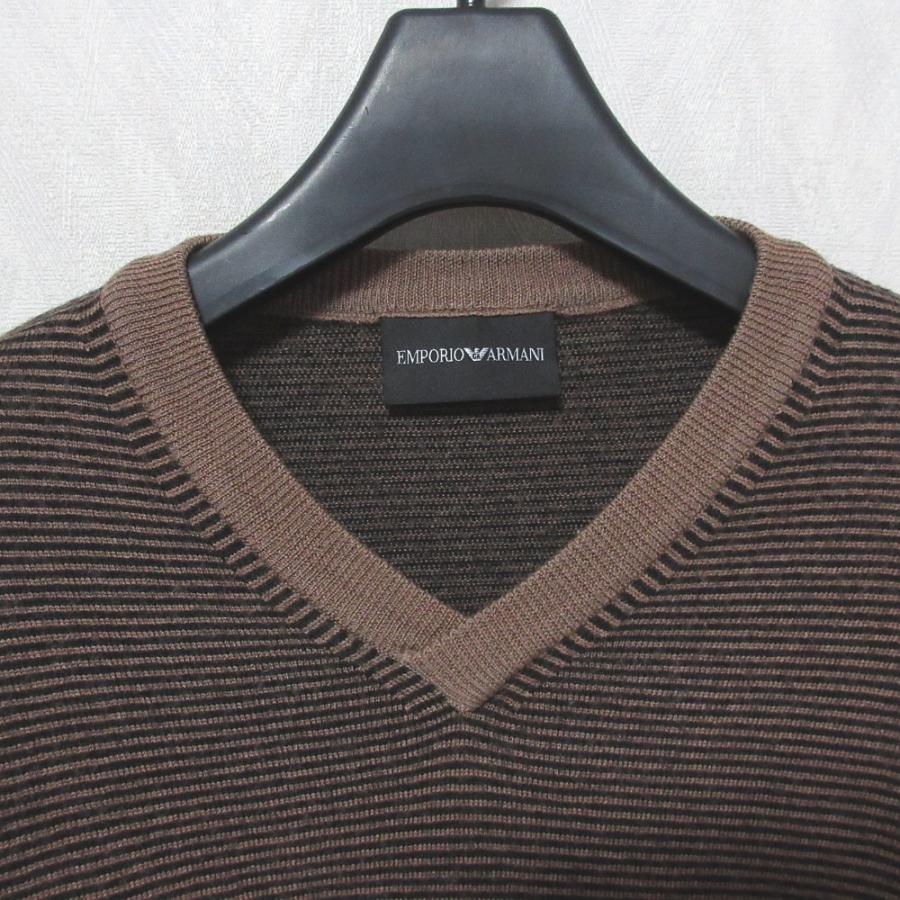 EMPORIO ARMANI 美品 エンポリオアルマーニ ボーダー ウール100％ V 