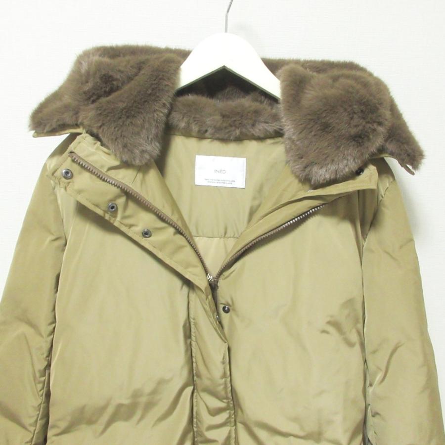 【タグ付き新品未使用品】イネド　エコファーフード2WAYダウン　キャメル９号 INED（イネド） 未使用 23AW INED Re:DOWN エコファー フード2WAY