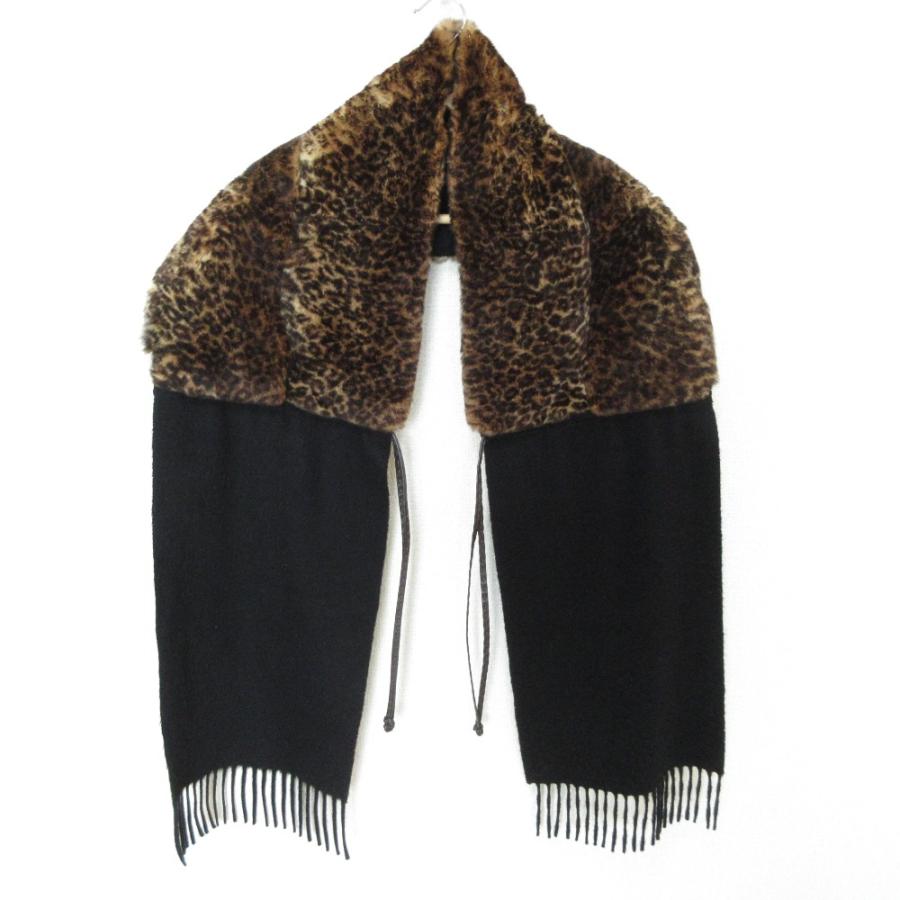 美品 FENDI フェンディ オリラグファー カシミヤ×ミンク キャンディストール マフラー ブラック レディース 古着 中古 USED FENDI（フェンディ） 美品 オリラグファー カシミヤ×ミンク キャンディ