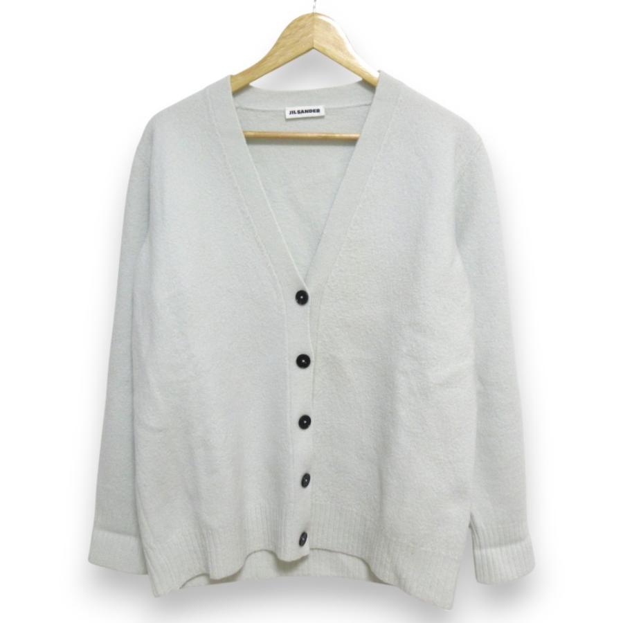 美品 22SS JIL SANDER ジルサンダー メリノウール100％ Vネック 長袖 オーバーサイズ ニット カーディガン 36 ライトブルー レディース 古着 中古 USED JIL SANDER（ジルサンダー） 美品 22SS JIL SANDER メリノウール100