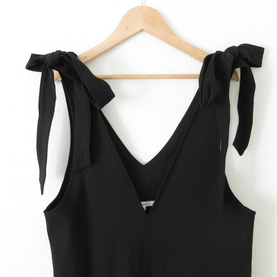yori ヨリ　ソフト裏起毛リボンサロペット2022AW Yori 美品 22AW yori ヨリ ストレッチ 裏起毛 Vネック リボン