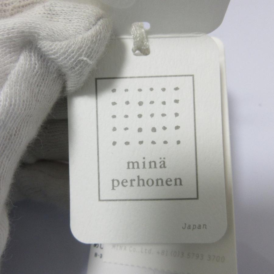 未使用 21AW mina perhonen ミナペルホネン bois ウール100％ ボア フリンジ Ｖネック ハンドニット ベスト za8586 Ｆ ネイビー レディース 古着 中古 USED mina perhonen（ミナペルホネン） 未使用 21AW mina perhonen bois
