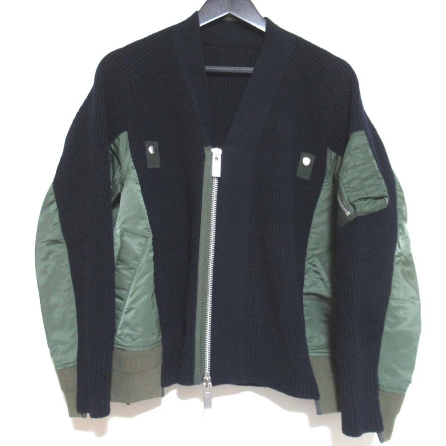 sacai（サカイ） 美品 Wool Knit x Nylon Twill Cardigan ジップアップ 
