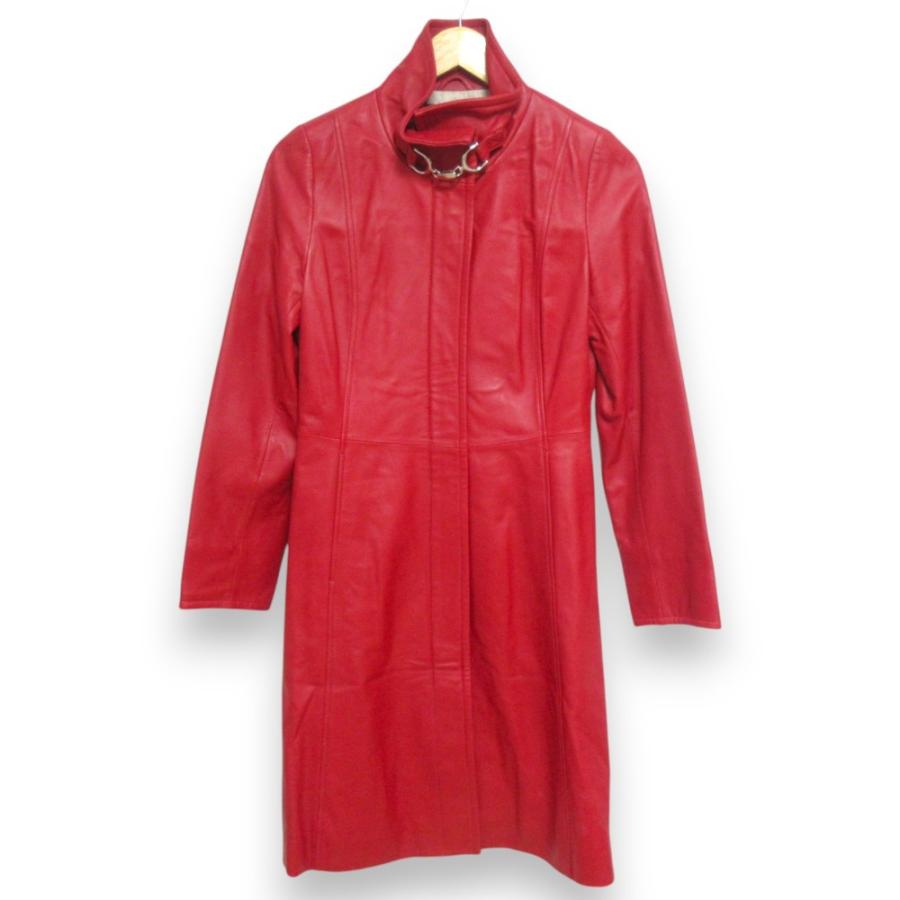 BALMAIN（バルマン） 美品 ラムレザー スタンドカラー ロングコート