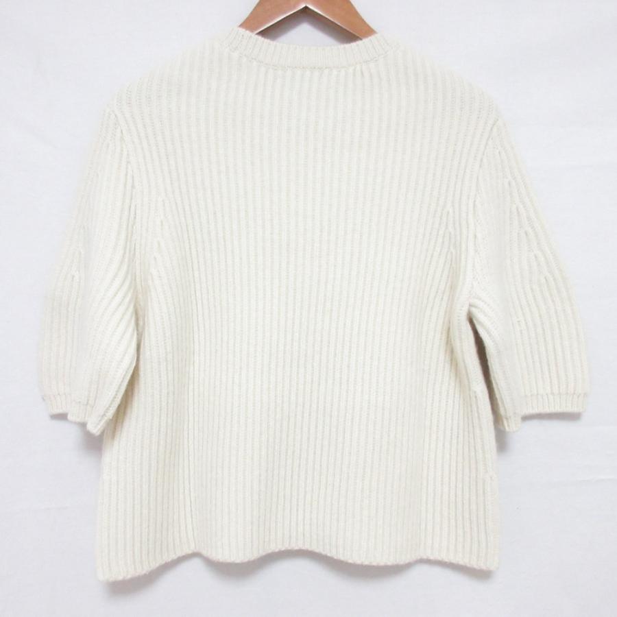 Drawer - 美品 Drawer ドゥロワー FALL2 5Gあぜ編み フレアスリーブニット カシミヤブレンド 五分袖 セーター 6518-105-0512 サイズ1 アイボリー レディース 古着 中古 USED DRAWER 美品 Drawer ドゥロワー FALL2 5Gあぜ編み フレア