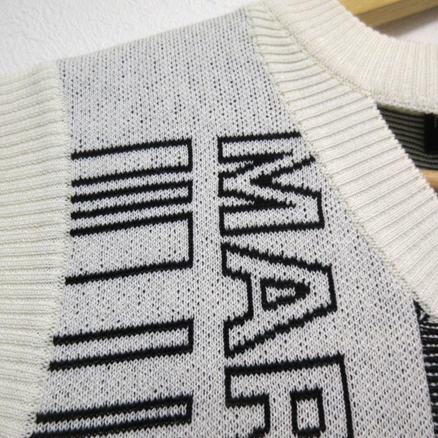未使用 23AW MARK&amp;LONA マーク＆ロナ CD9-BPVK ウール セーター ニットベスト ゴルフウェア 36 ホワイト×ブラック レディース 古着 中古 USED MARK&LONA（マークアンドロナ） 未使用 23AW MARK&LONA マーク＆ロナ