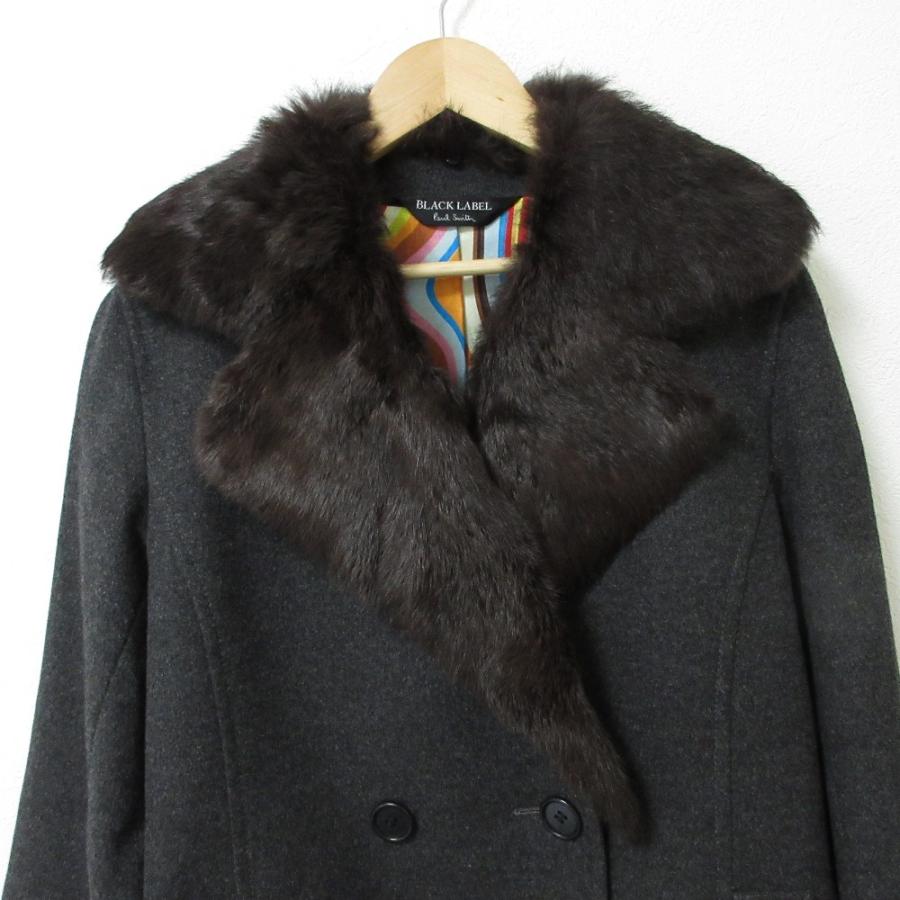 美品 Paul Smith ポールスミスブラックレーベル ラビットファーカラー
