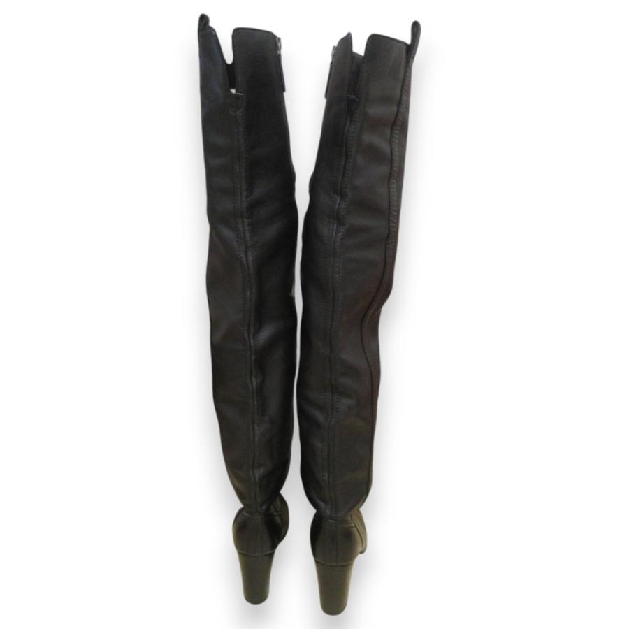 CHANEL 美品 シャネル レザー ニーハイブーツ ロングブーツ 37C