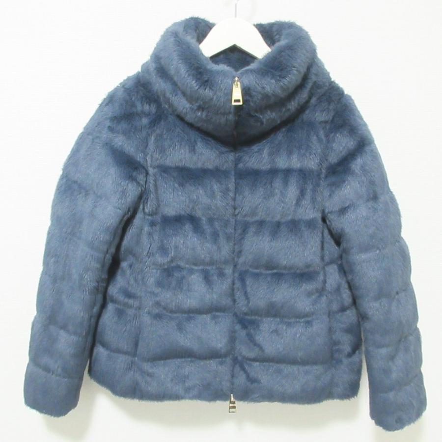 HERNO 美品 22AW Herno ヘルノ FAUX FUR DOWN JACKET エコファー ショートダウンジャケット ブルゾン ...