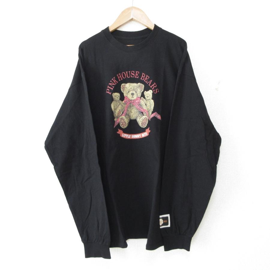 PINK HOUSE - 美品 PINK HOUSE ピンクハウス ×リトルサニーバイト コラボ Bear long tee くま ベアプリント 長袖 カットソー Tシャツ F ブラック レディース 古着 中古 USED PINK HOUSE 美品 ピンクハウス ×リトルサニーバイト コラボ Bear