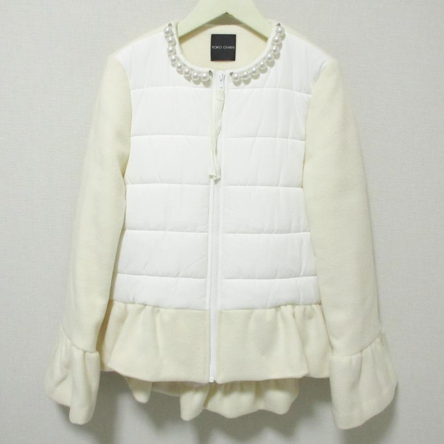 ヨーコチャン　中綿　パール　ジャケット　ブルゾン アウター YOKO CHAN（ヨーコチャン） 美品 パール装飾 ニットコンビブルゾン