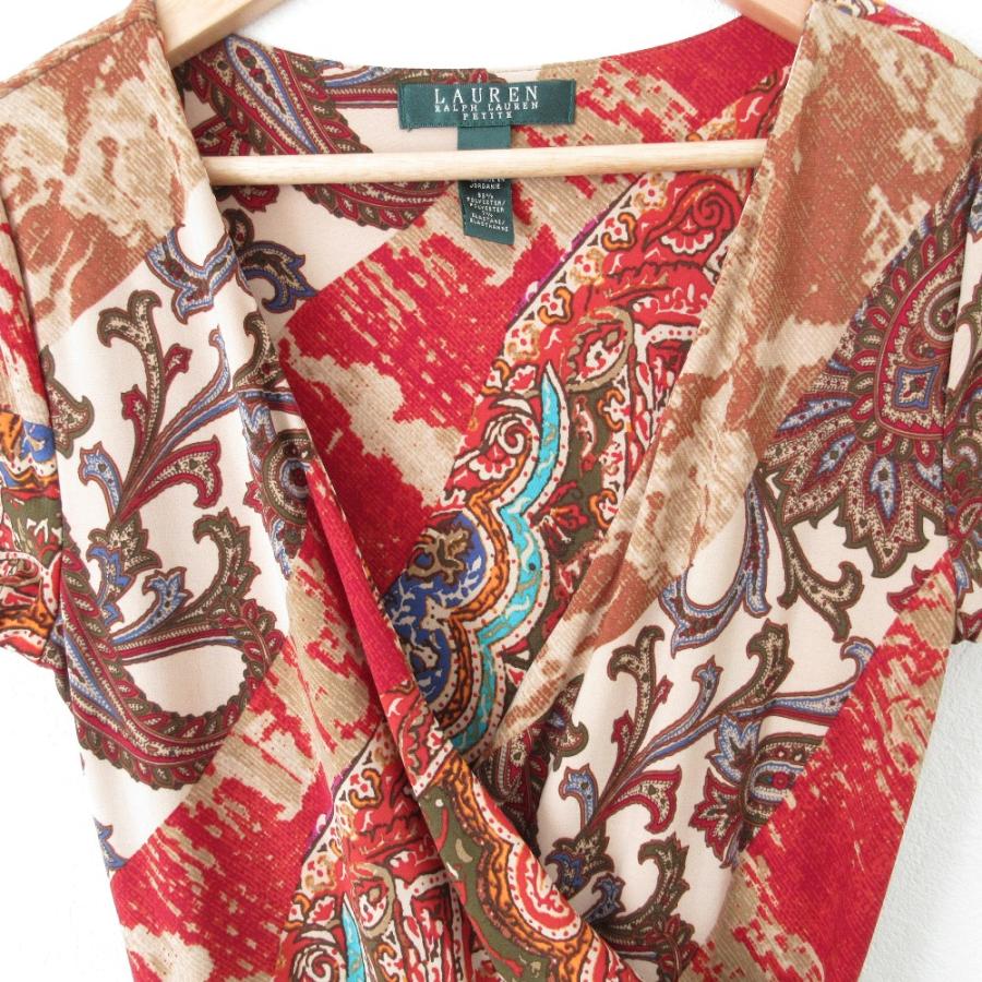 美品✨ローレンラルフローレン　ボウタイ　ペイズリー　フレア　ロングワンピース　2 LAUREN RALPH LAUREN（ローレン ラルフローレン） 新品同様 RALPH