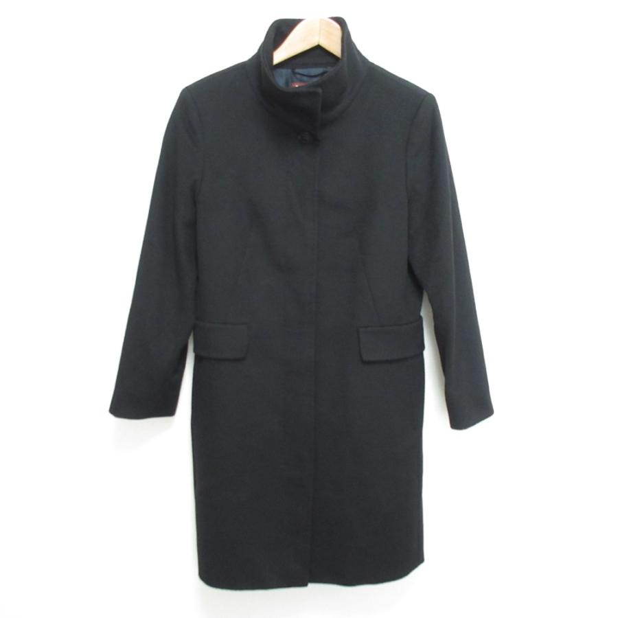 Max Mara - 良品 Max Mara STUDIO マックスマーラ ウール 比翼 スタンドカラーコート サイズ42 ブラック レディース 古着 中古 USED Max Mara（マックスマーラ） 良品 Max Mara STUDIO ウール 比翼