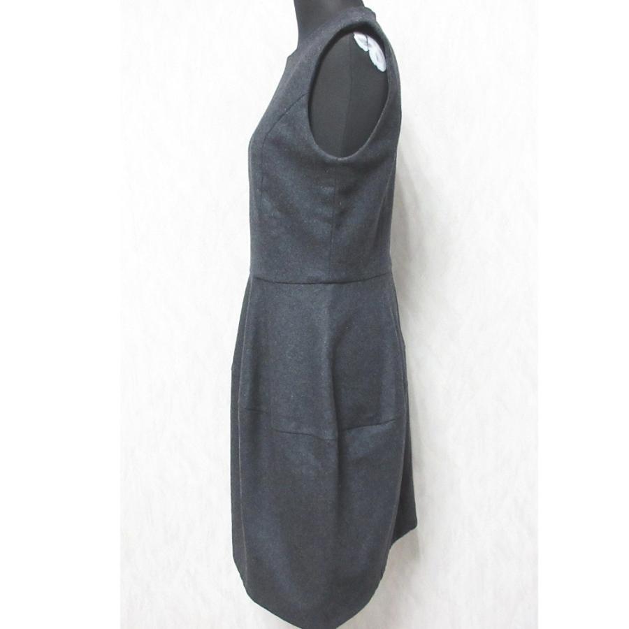 YOKO CHAN ノースリーブワンピース 38◆グレー YOKO CHAN（ヨーコチャン） 美品 ウール ノースリーブ ひざ丈