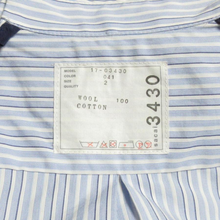良品 sacai サカイ テールカット ケーブルニットドッキングシャツ ブラウス 2 ネイビー×ブルー レディース 古着 中古 USED sacai（サカイ） 良品 テールカット ケーブルニットドッキングシャツ