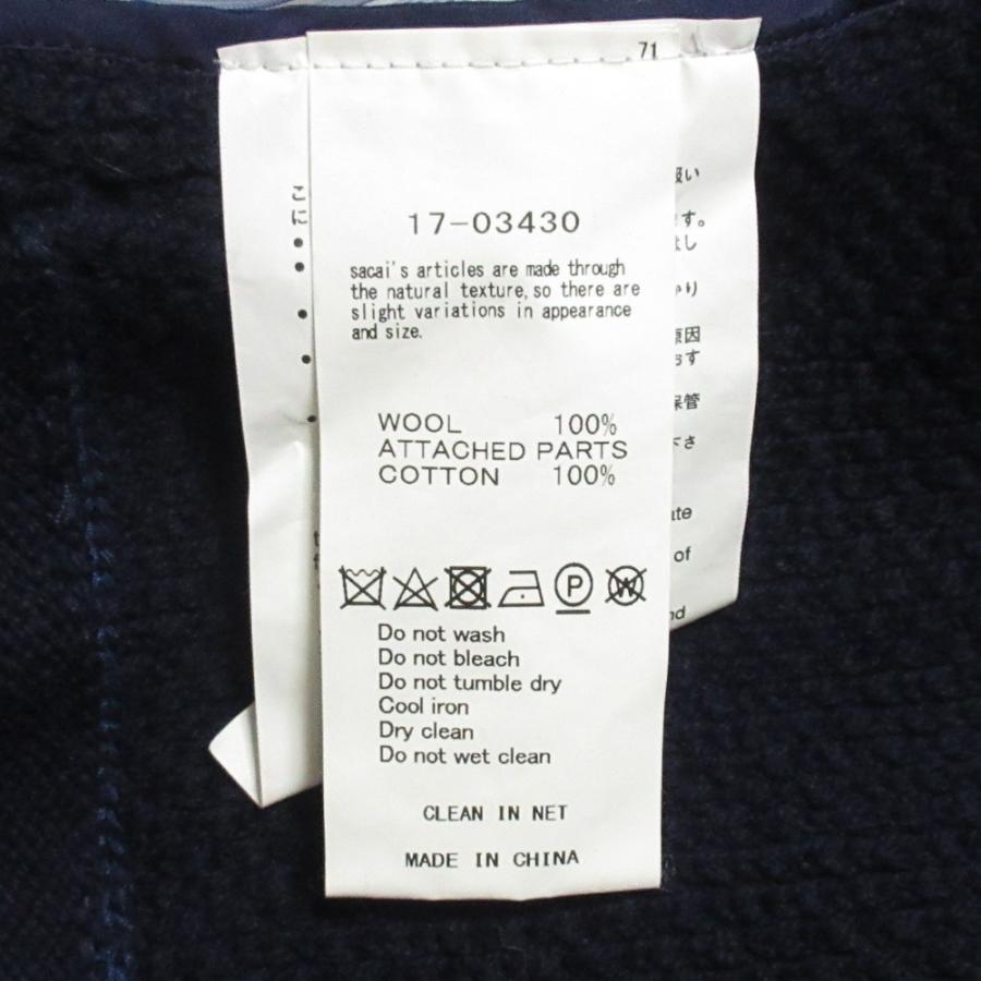 良品 sacai サカイ テールカット ケーブルニットドッキングシャツ ブラウス 2 ネイビー×ブルー レディース 古着 中古 USED sacai（サカイ） 良品 テールカット ケーブルニットドッキングシャツ