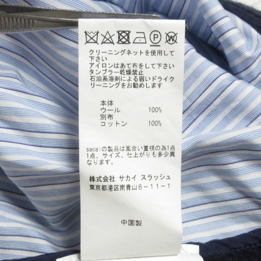 良品 sacai サカイ テールカット ケーブルニットドッキングシャツ ブラウス 2 ネイビー×ブルー レディース 古着 中古 USED sacai（サカイ） 良品 テールカット ケーブルニットドッキングシャツ