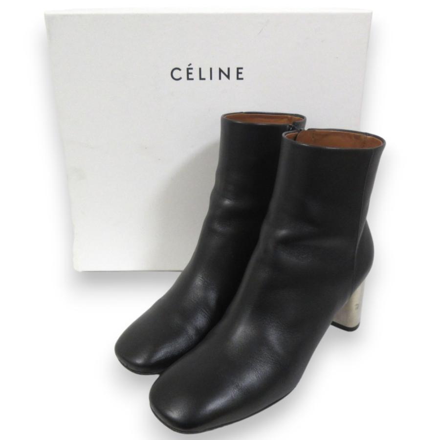 【良品】CELINE 25cm ショートブーツ フィービー期 黒 レザー 38 良品】CELINE 25cm ショートブーツ フィービー期 黒 レザー 38 - メルカリ