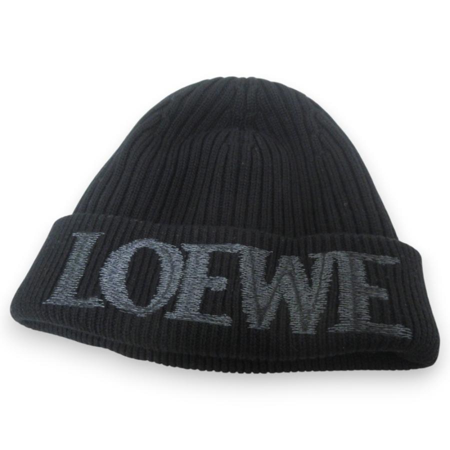 LOEWE（ロエベ） 新品同様 ウール100％ ロゴ刺繍 ビーニーキャップ