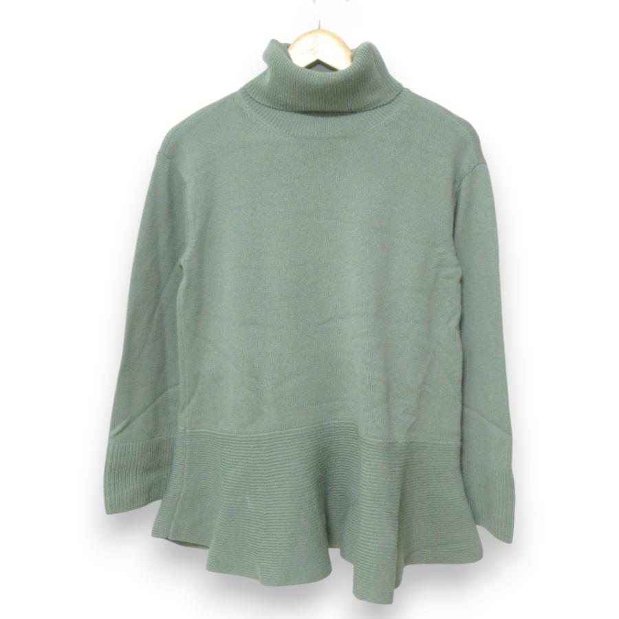 美品 21AW FOXEY NEW YORK フォクシーニューヨークコレクション Knit Top Peplum Flare ペプラムニット セーター 40008 38 グリーン系 レディース 古着 中古 USED FOXEY NEW YORK COLLECTION 美品 21AW フォクシーニューヨーク