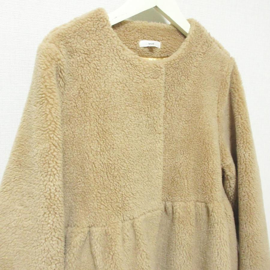 レディース yori もふボアコート キャメル 36