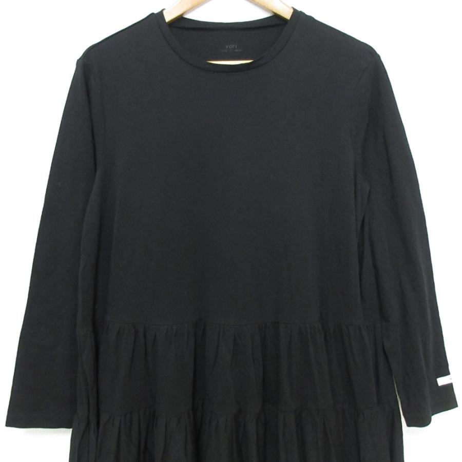 yori　ヨリ　ティアードギャザーカットソー　ティアードカットソー Yori 美品 ヨリ ロングスリーブ ティアードカットソーワンピース
