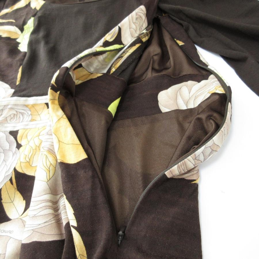 LEONARD（レオナール） 良品 フラワープリント ウール 七分袖 ひざ丈