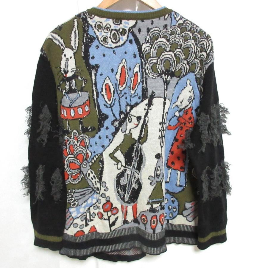 美品 OLLEBOREBLA オレボレブラ ALBEROBELLO アルベロベロ ぶたさん フリンジ アシンメトリー ニット セーター ブラック レディース 古着 中古 USED OLLEBOREBLA 美品 オレボレブラ ALBEROBELLO アルベロベロ ぶた