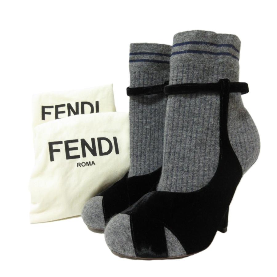 激安❗11.美品！FENDIソックスブーツ24センチ FENDI（フェンディ） 新品同様 ROCKOKO ロココ ニット ベロア ソックス