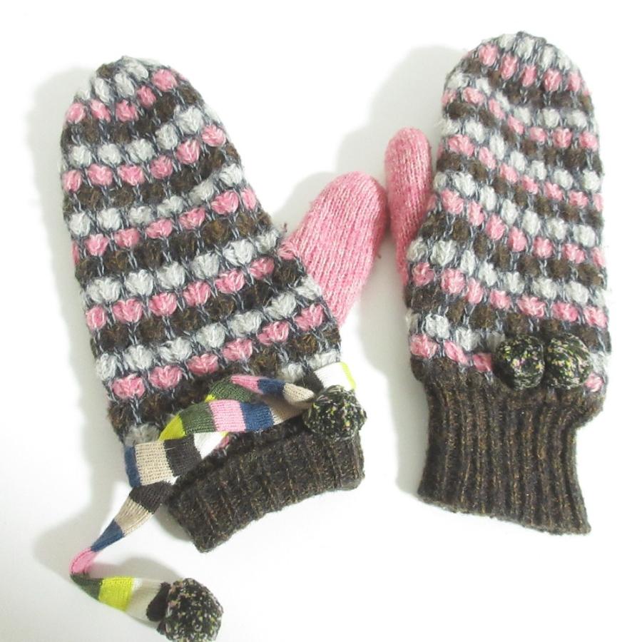 mina perhonen（ミナペルホネン） 美品 ポンポン付き ミトン ニット