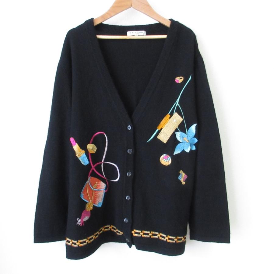 LEONARD SPORT 良品 レオナールスポーツ 刺繍 カシミヤ ニット 