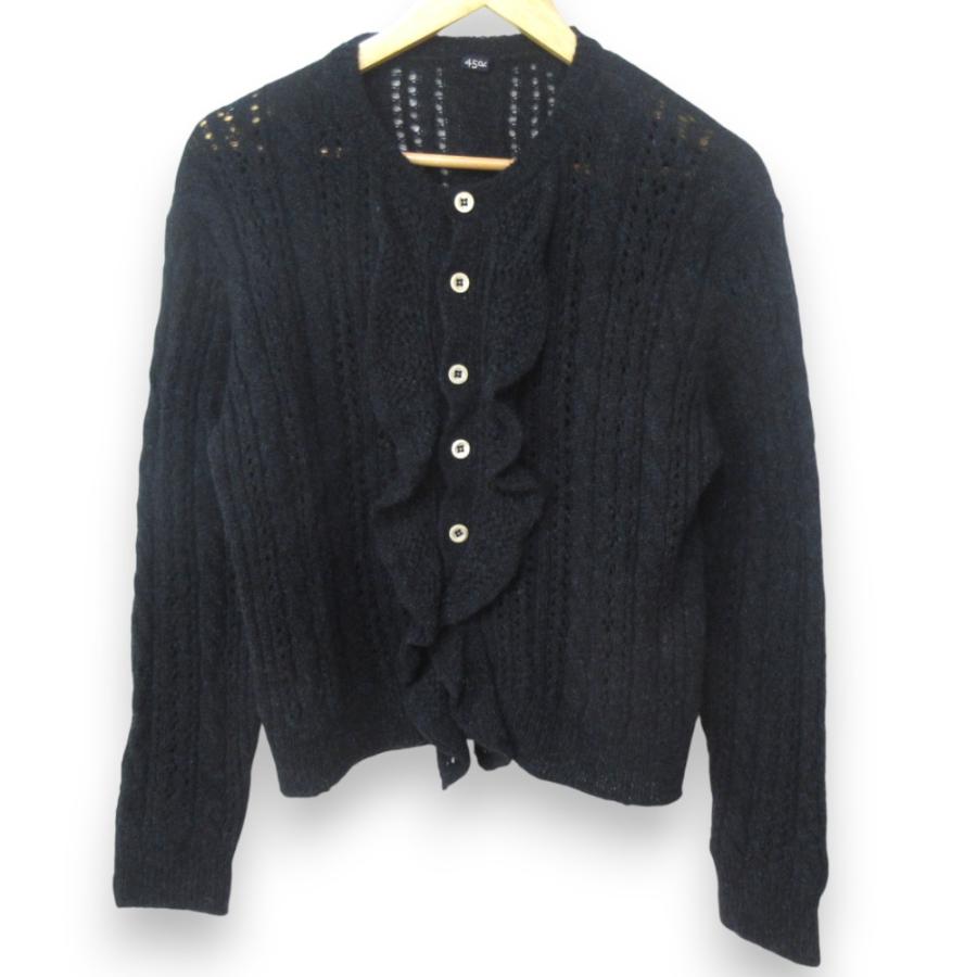 45R☆シェットランドレースニットのボレロカーディガン/インディゴ