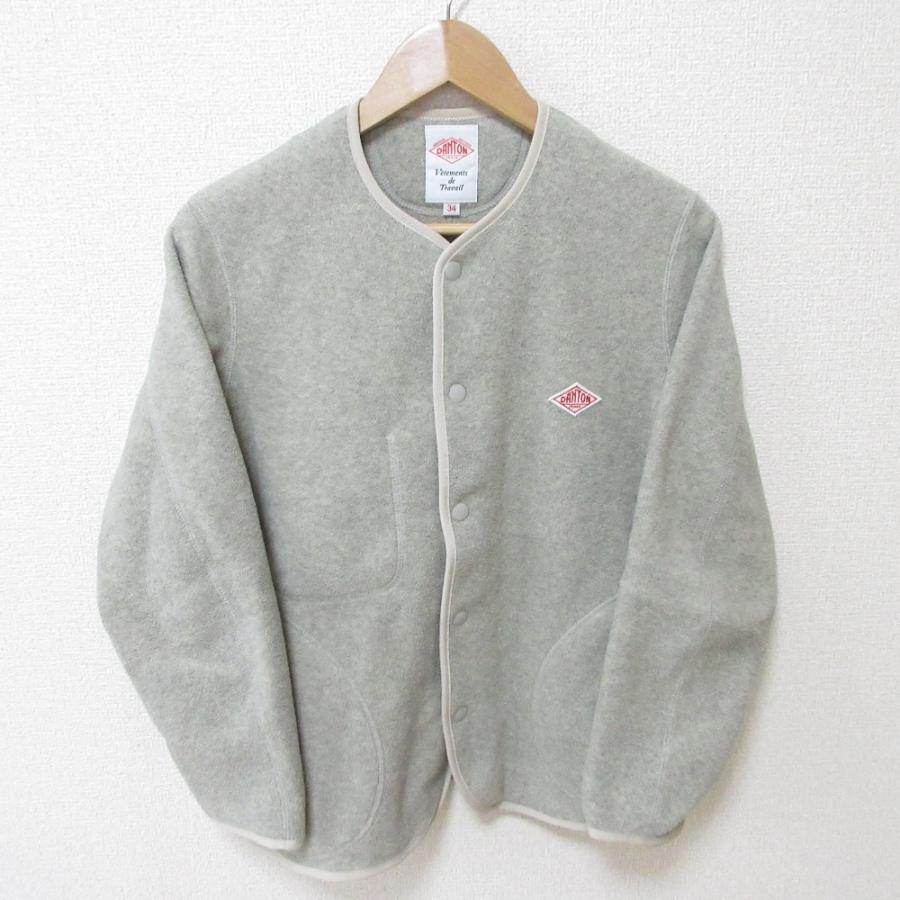 DANTON - 美品 DANTON ダントン フリース ノーカラー ジャケット カーディガン ブルゾン JD-8911 34 グレー レディース 古着 中古 USED Danton 美品 DANTON ダントン フリース ノーカラー ジャケット