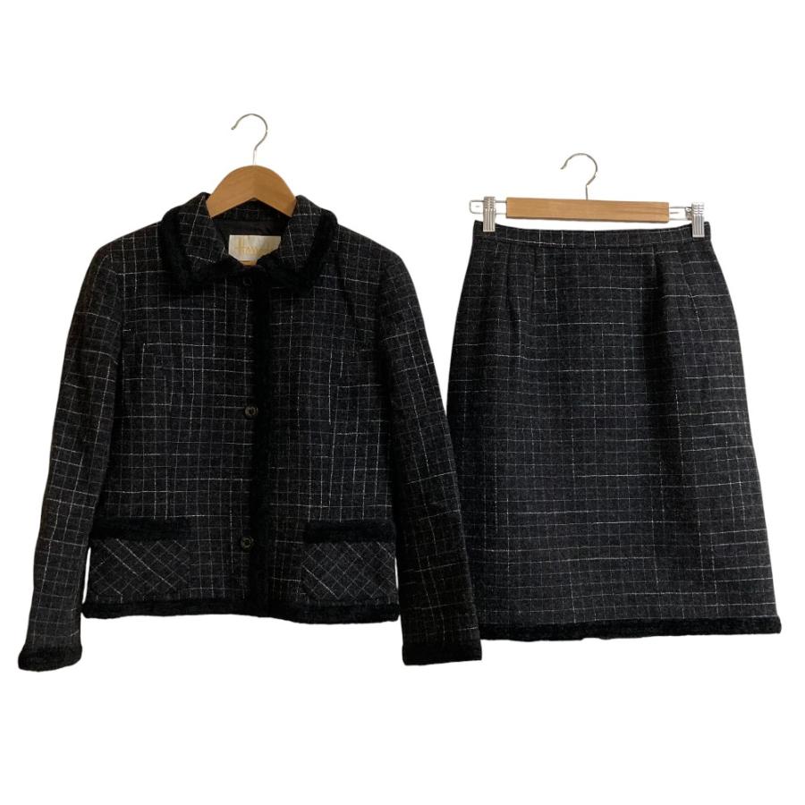 Harrods（ハロッズ） 美品 ツイード ジャケット ひざ丈 スカート