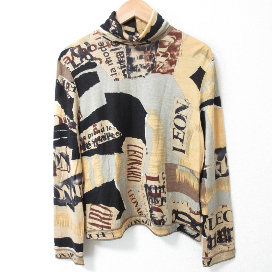 LEONARD FASHION 美品 レオナール ロゴプリント ウール シルク